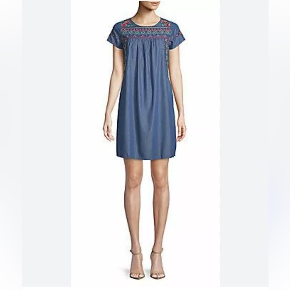 Driftwood Ella Embroidered Chambray Dress XS